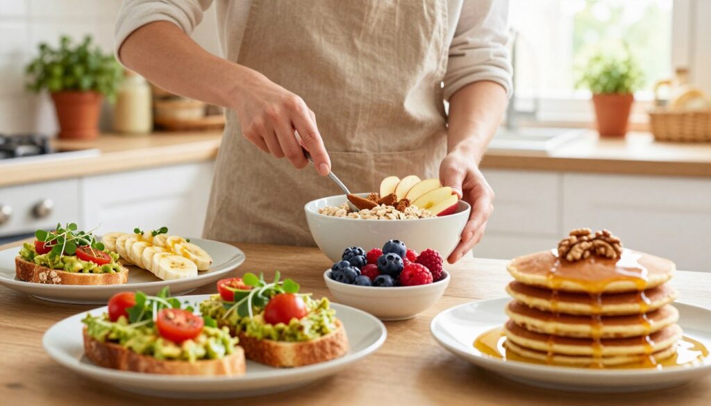 healthy sweet and savory breakfast meals preparation