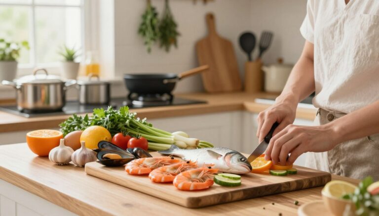 Cooking with seafood at home