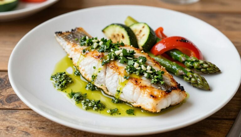 grilled fish with chimichurri sauce