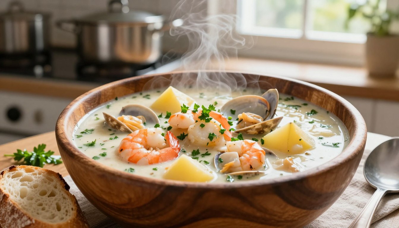 homemade seafood chowder