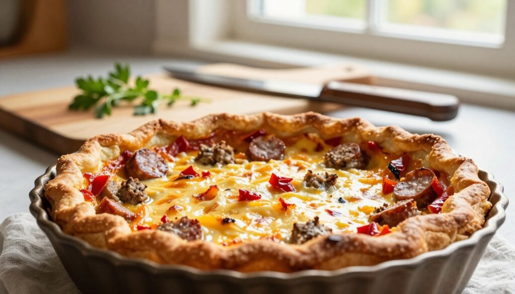 Current image: Sausage and Pimento Cheese Quiche