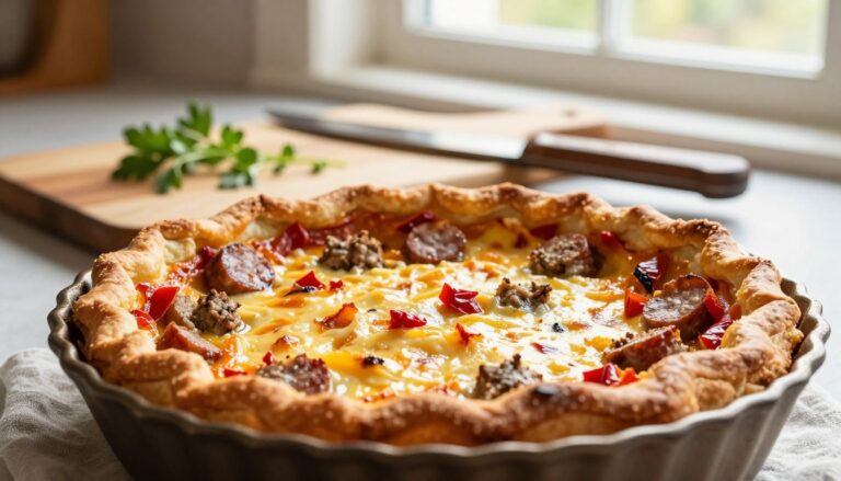 Sausage and Pimento Cheese Quiche