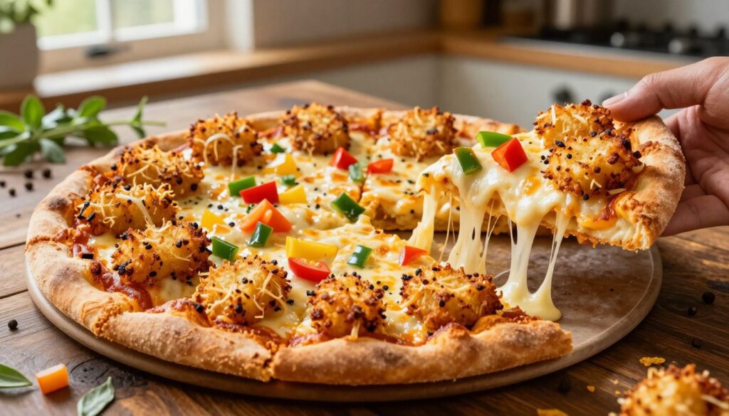 Current image: cheesy hash brown pizza