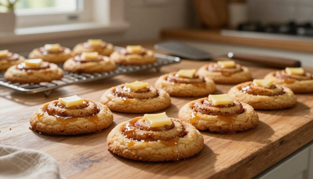 Current image: cinnamon rolled butter swimming cookies
