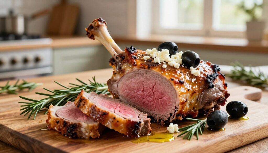 How to Make Leg of Lamb with Feta and Olives Current image: leg of lamb with feta and olives