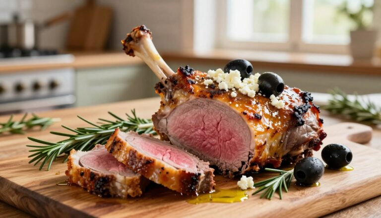 leg of lamb with feta and olives