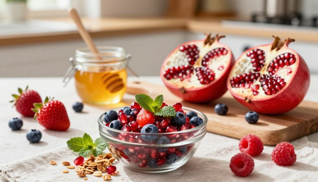 The Best Easy Pomegranate and Berry Hig Current image: pomegranate berry smoothie bowl high protein