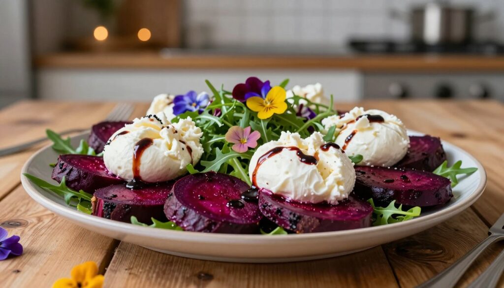 Current image: roasted beet and burrata salad