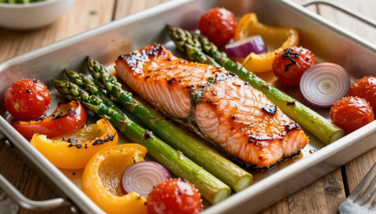 sheet pan balsamic salmon and asparagus