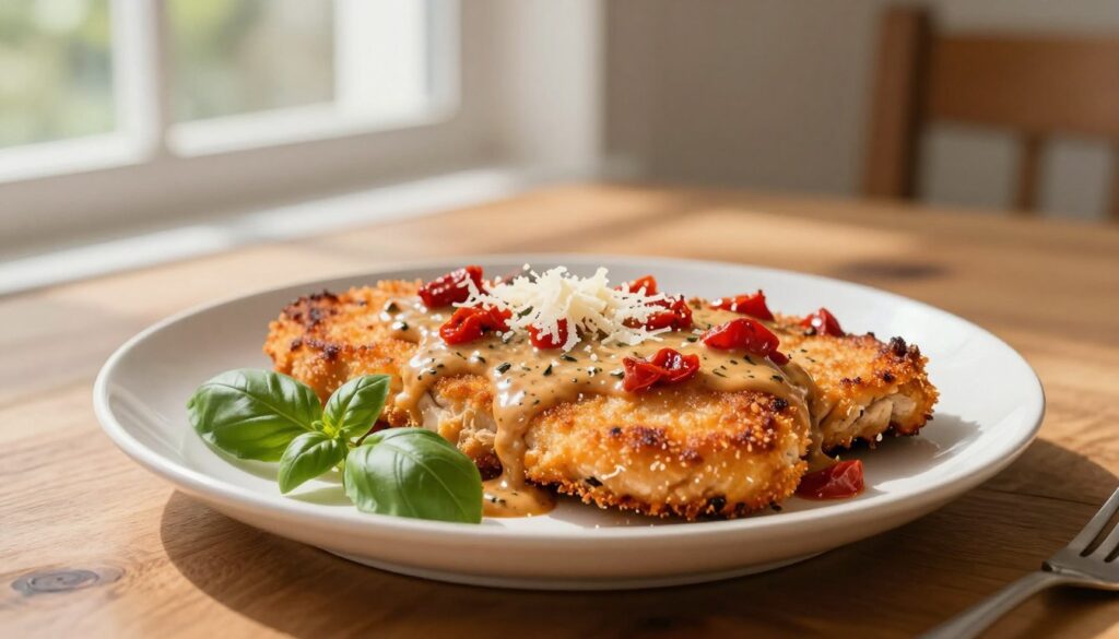 Current image: simple chicken cutlets with sun-dried tomato cream sauce