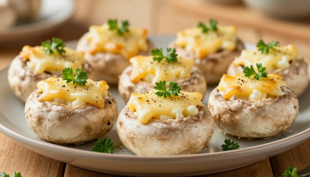 Current image: stuffed mushrooms with Boursin cheese