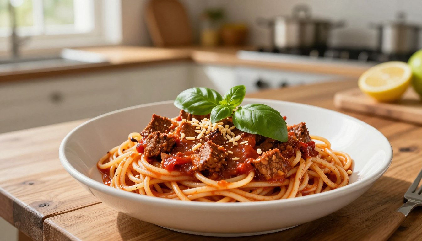 vegan bolognese with TVP