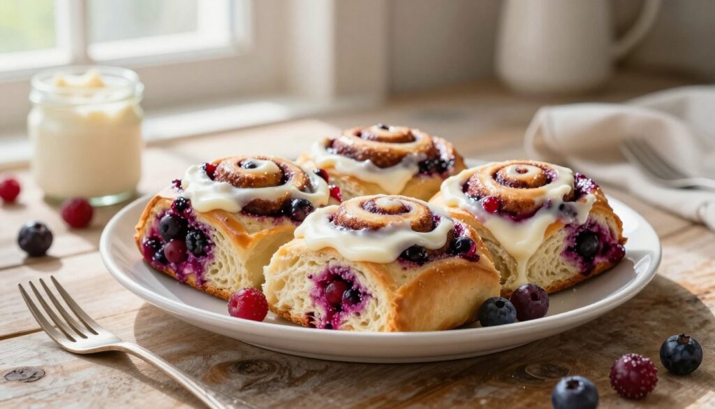 The Best Easy Berry Cinnamon Roll with Current image: berry cinnamon rolls