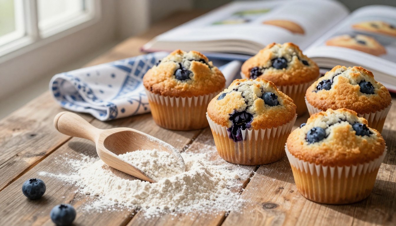 blueberry muffins with freshly milled flour