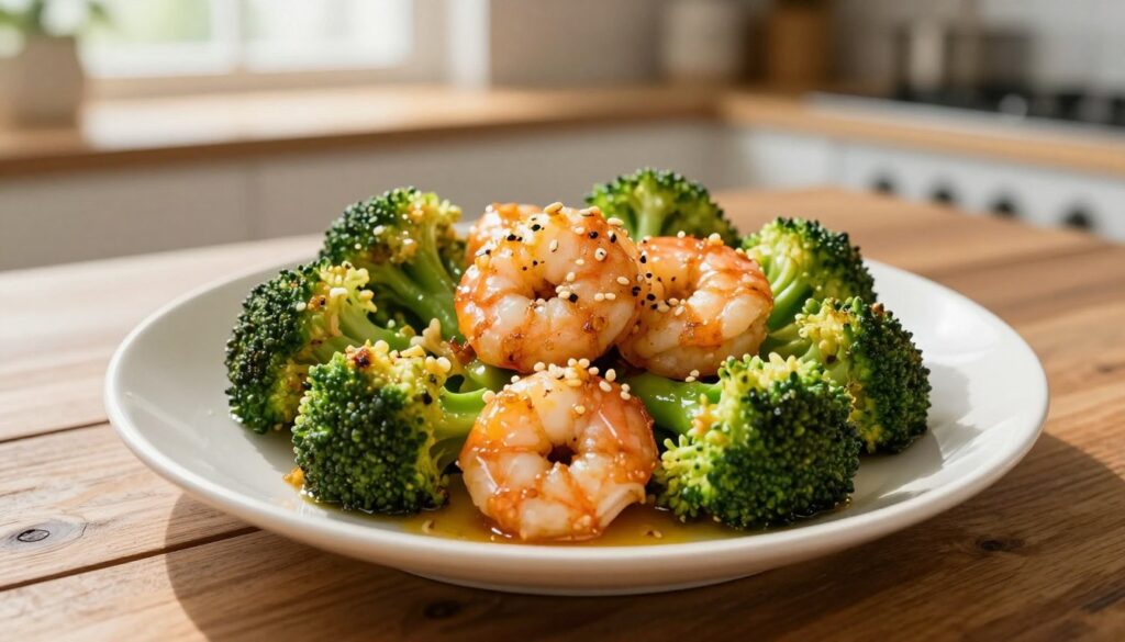 Current image: garlicky shrimp and broccoli recipe