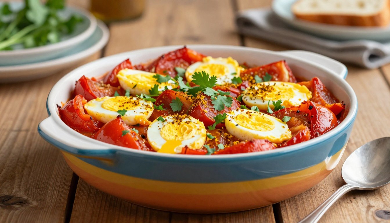 indian spiced tomato and egg casserole