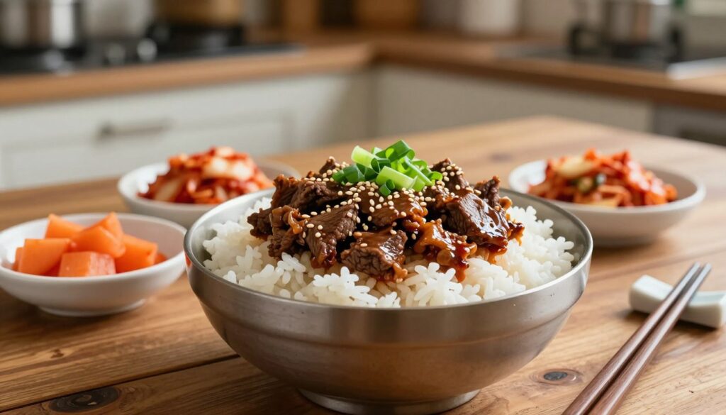 Current image: korean beef rice bowl recipe