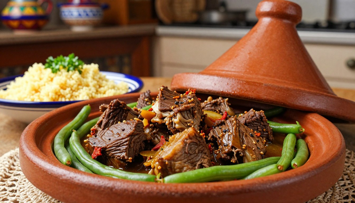 meat tagine with green beans