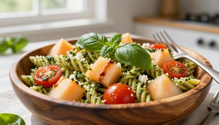 melon pesto pasta salad