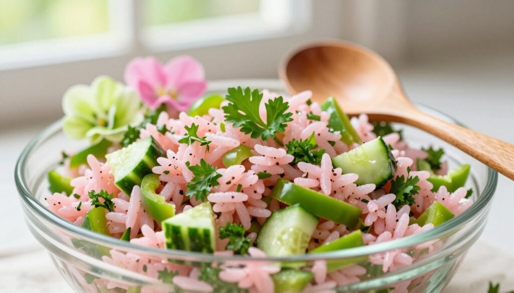 pink and green rice salad