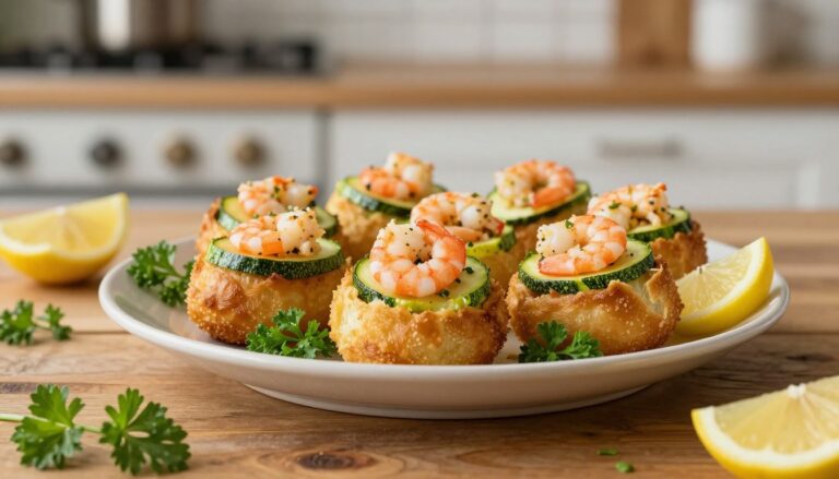 stuffed batbouts with shrimp and zucchini